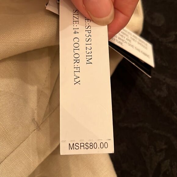 Larry Levine NWT linen lined cropped pants beautiful embroidery at the hem - Picture 13 of 13